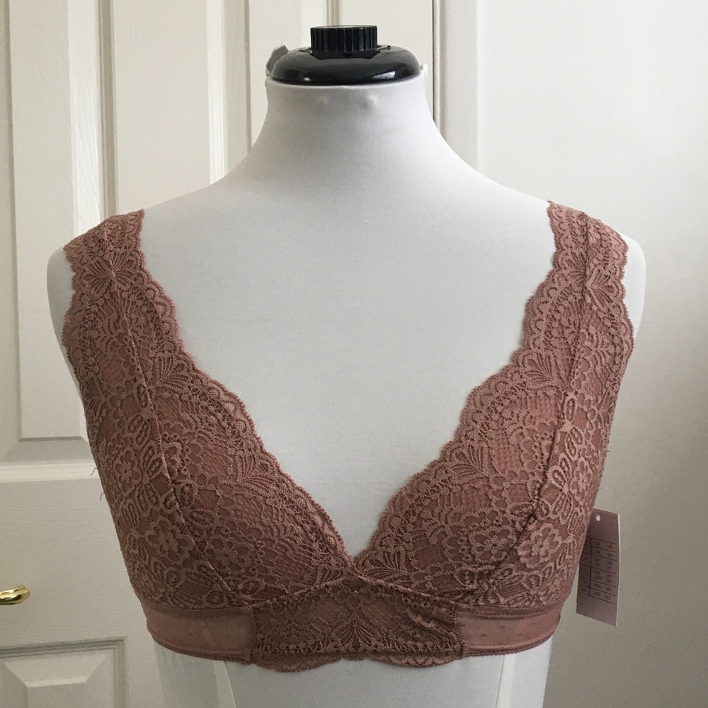Auden Lace Bralette Dusty Pink NWT